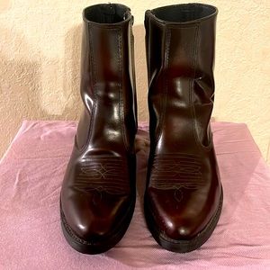 LAREDO (62004) Brown Long Haul Western Side-Zipper Round Toe Boots - Size 8 1/2